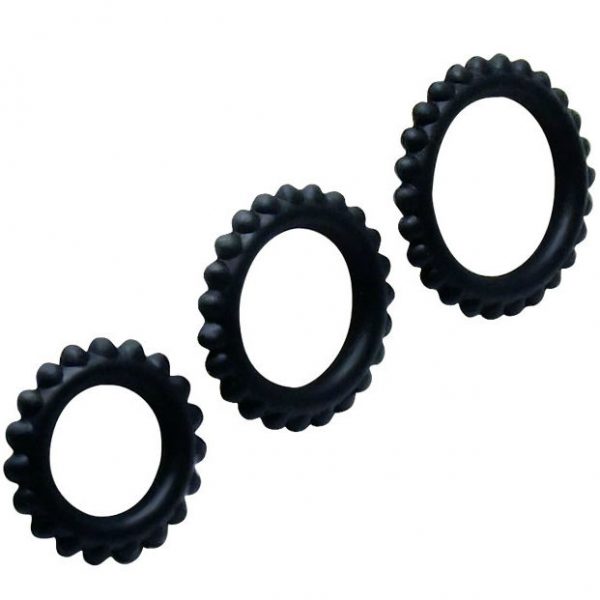 BAILE - TITAN SET 3PCS COCK RING BLACK 2.8 + 2.4 + 1.9 CM - Image 3