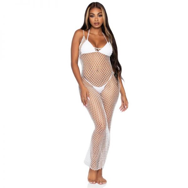 LEG AVENUE - WOVEN TWIST NET MAXI DRESS ONE SIZE WHITE - Image 2