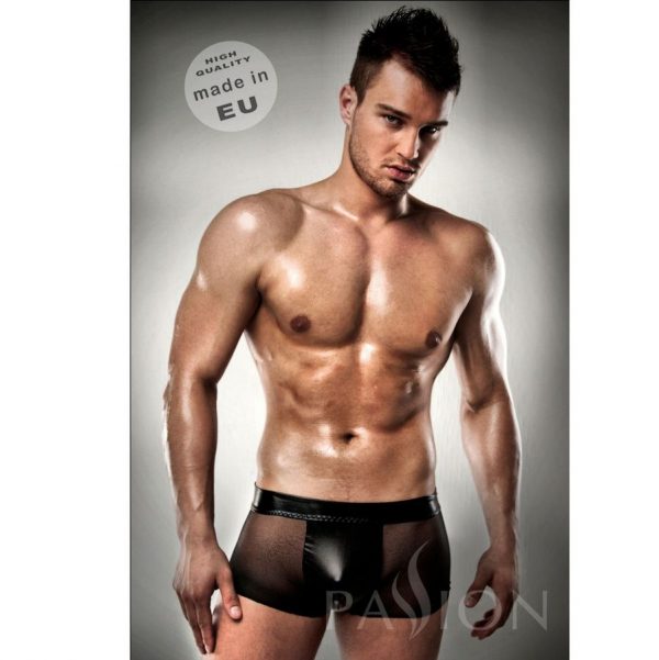 PASSION KOMPLET BLACK CLEAR LEATHER MEN LINGERIE S/M