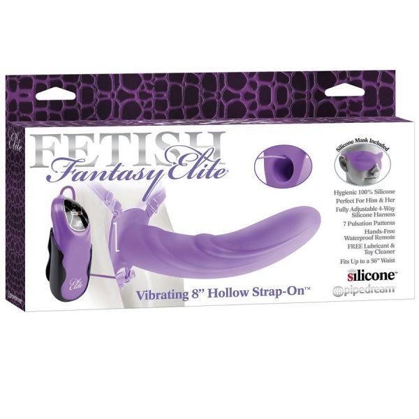 FETISH FANTASY ELITE 22 CM VIBRATING HOLLOW STRAP-ON PURPLE - Image 2