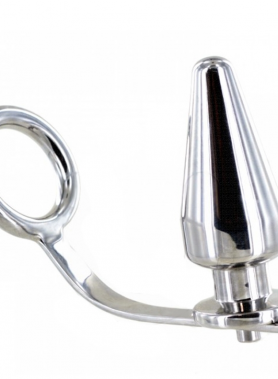 METAL HARD - STEEL RING WITH ANAL PLUG 80 X 55 MM