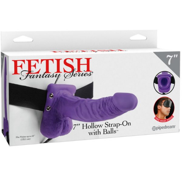 FETISH FANTASY SERIES 7" HOLLOW STRAP-ON WITH BALLS 17.8CM PURPLE