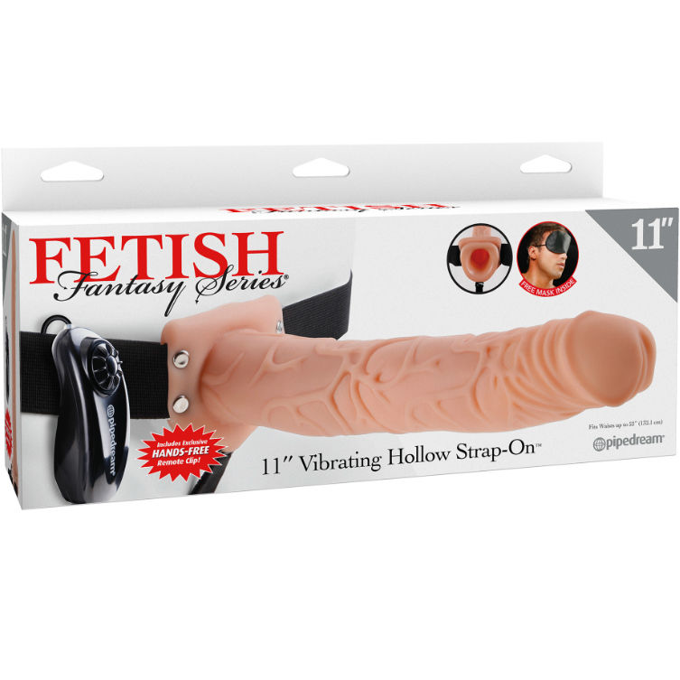 FETISH FANTASY SERIES - SERIES 11 HOLLOW STRAP-ON VIBRATING WITH BALLS 27.9CM FLESH - Image 3