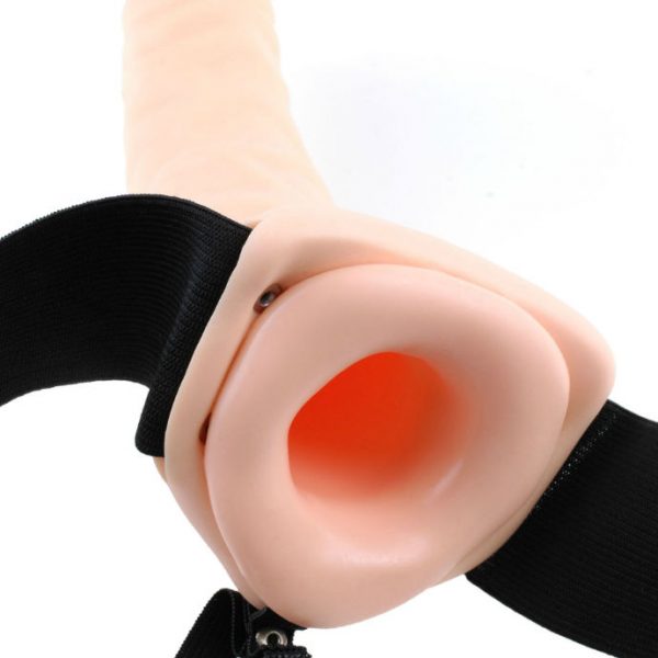 FETISH FANTASY SERIES - 19 CM VIBRATING HOLLOW STRAP-ON BROWN - Image 4