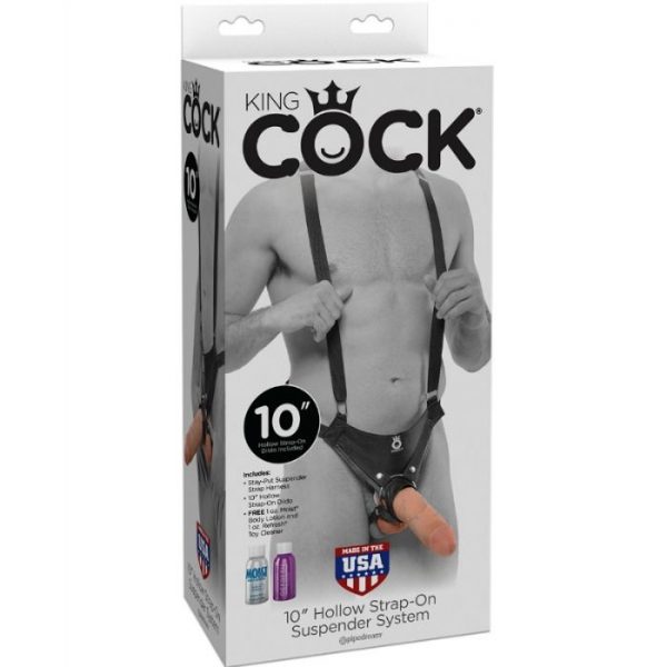 KING COCK - 25.5 CM HOLLOW STRAP-ON SUSPENDER SYSTEM FLESH - Image 2