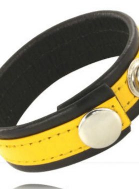 LEATHER BODY - ADJUSTABLE LEATHER STRAP PENIS YELLOW-BLACK