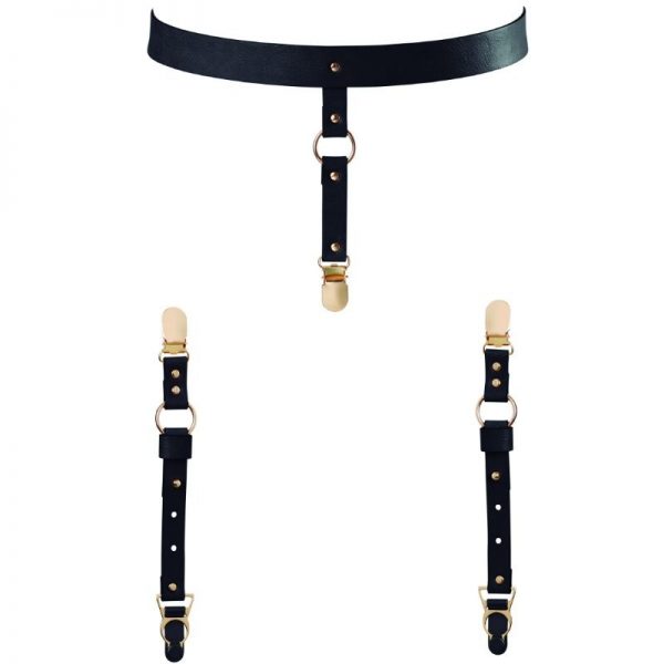 BIJOUX INDISCRETS MAZE SUSPENDERS & GARTERS BLACK