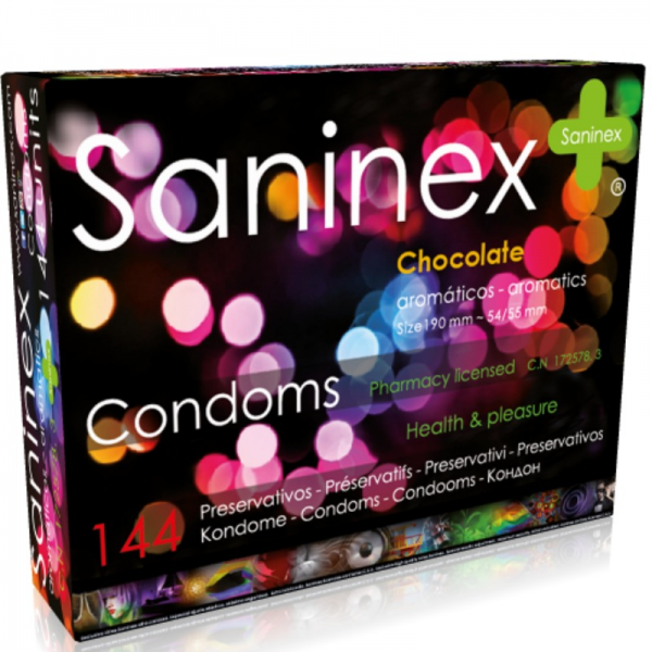 SANINEX CHOCOLATE CHOCOLATE CONDOMS 144 UNITS