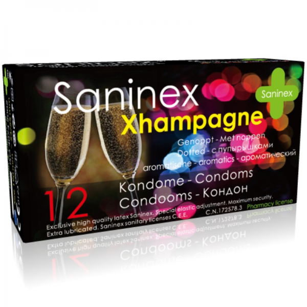 SANINEX XHAMPAGNE SPRAY CONDOMS 12 UNITS