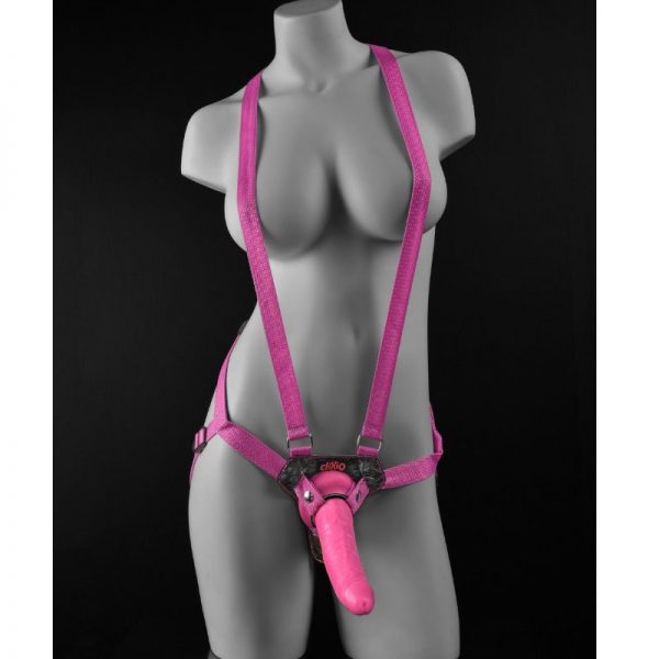 DILLIO 7 INCH STRAP-ON SUSPENDER HARNESS SET PINK - Image 2