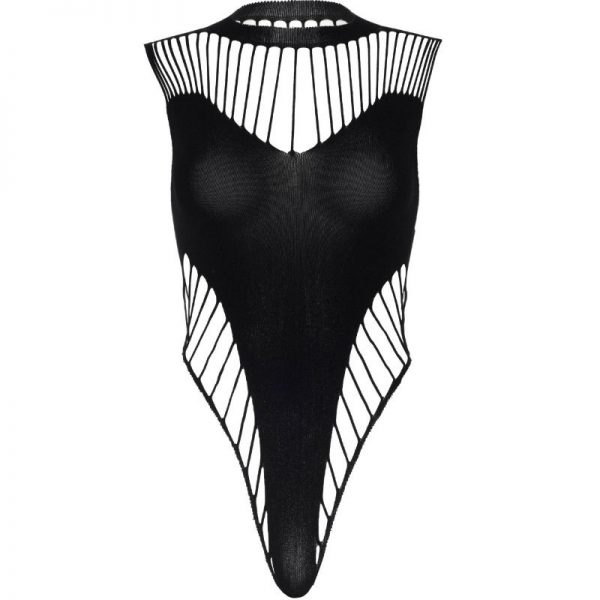 LEG AVENUE SHREDDED OPAQUE CUT OUT TEDDY ONE SIZE - Image 2