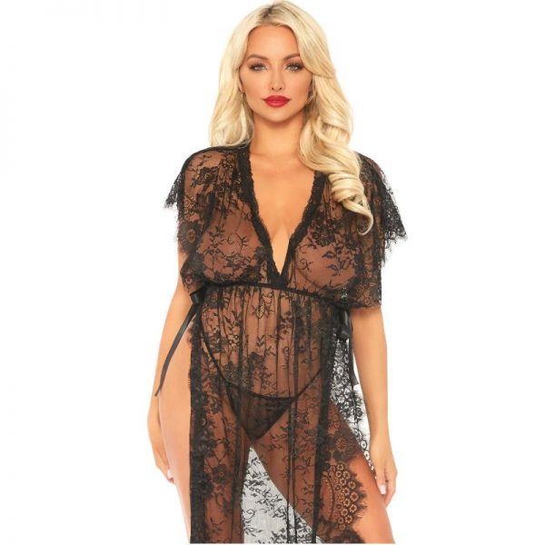 LEG AVENUE 2 PIECES SET LACE KAFTEN ROBE AND THONG XL - Image 2