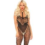 LEG AVENUE LACE BODYSTOCKING WITH CUT OUT ONE SIZE