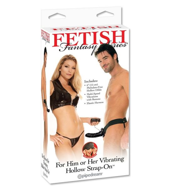 FETISH FANTASY SERIES - VIBRATING HOLLOW STRAP-ON FOR HER OR HIM BLACK - Image 2