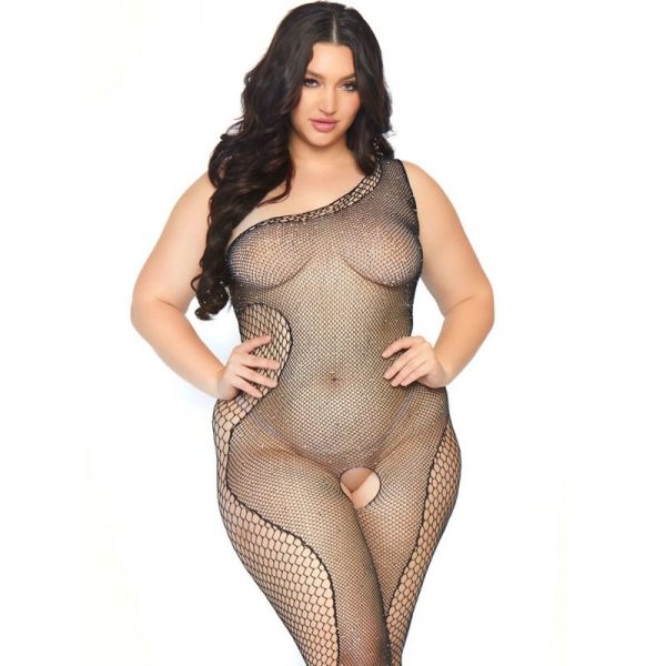 LEG AVENUE ASYMMETRICAL BODYSTOCKING 1X-2X - Image 3