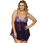 SUBBLIME QUEEN PLUS BABYDOLL WITH BOW AND SHINNY DETAILS PURPLE