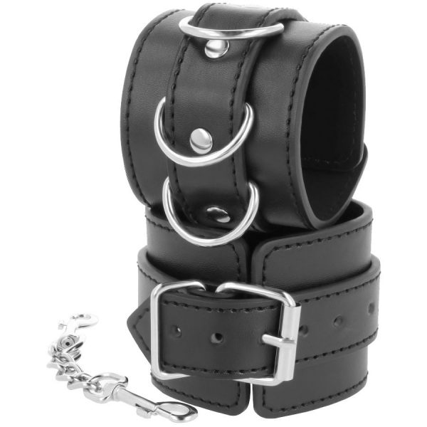 DARKNESS - BLACK ADJUSTABLE LEATHER ANKLE HANDCUFFS - Image 6