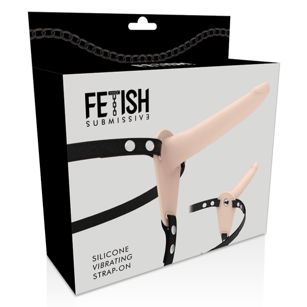 FETISH SUBMISSIVE HARNESS - FLESH SILICONE VIBRATOR 15 CM - Image 2