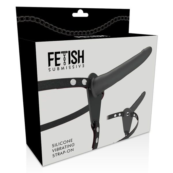 FETISH SUBMISSIVE HARNESS - BLACK SILICONE VIBRATOR 15 CM - Image 3