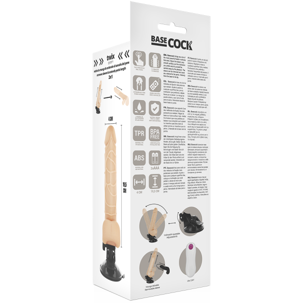 BASECOCK - REALISTIC VIBRATOR REMOTE CONTROL NATURAL WITH TESTICLES 19.5 CM -O- 4 CM - Image 5