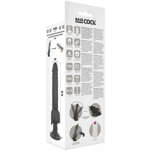 BASECOCK - REALISTIC VIBRATOR REMOTE CONTROL BLACK WITH TESTICLES 19.5 CM -O- 4 CM - Image 5