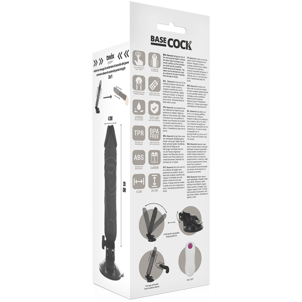 BASECOCK - REALISTIC VIBRATOR REMOTE CONTROL BLACK 20 CM -O- 4 CM - Image 5