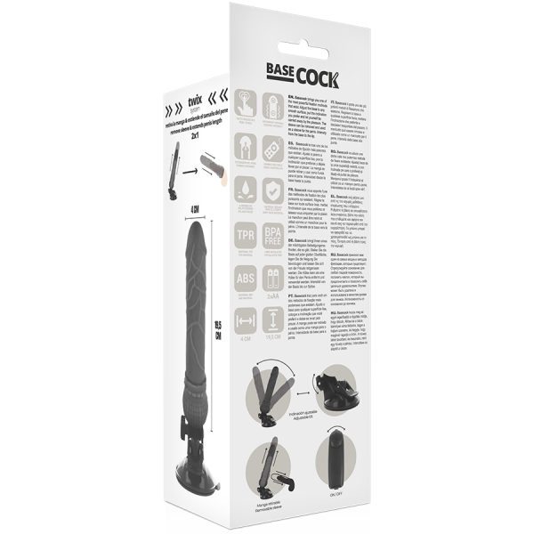 BASECOCK - REALISTIC VIBRATOR REMOTE CONTROL BLACK 19.5 CM -O- 4 CM - Image 5