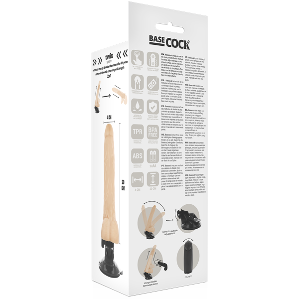 BASECOCK - REALISTIC NATURAL REMOTE CONTROL VIBRATOR WITH TESTICLES 20 CM -O- 4 CM - Image 5