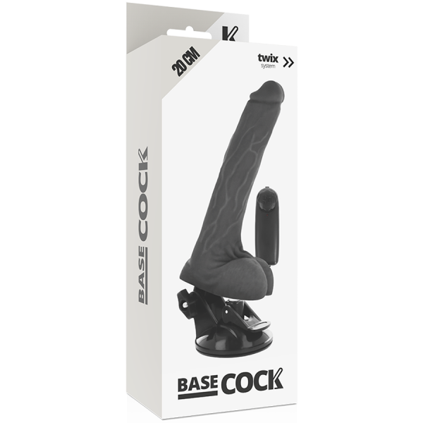 BASECOCK - REALISTIC BLACK REMOTE CONTROL VIBRATOR WITH TESTICLES 20 CM -O- 4 CM - Image 4