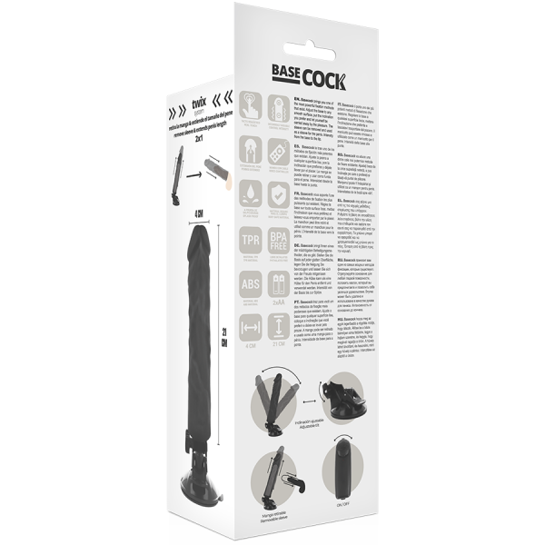 BASECOCK - REALISTIC VIBRATOR REMOTE CONTROL BLACK 21 CM -O- 4 CM - Image 5