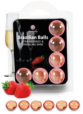 SECRETPLAY - SET 6 BRAZILIANS BALLS STRAWBERRIES WITH CAVA