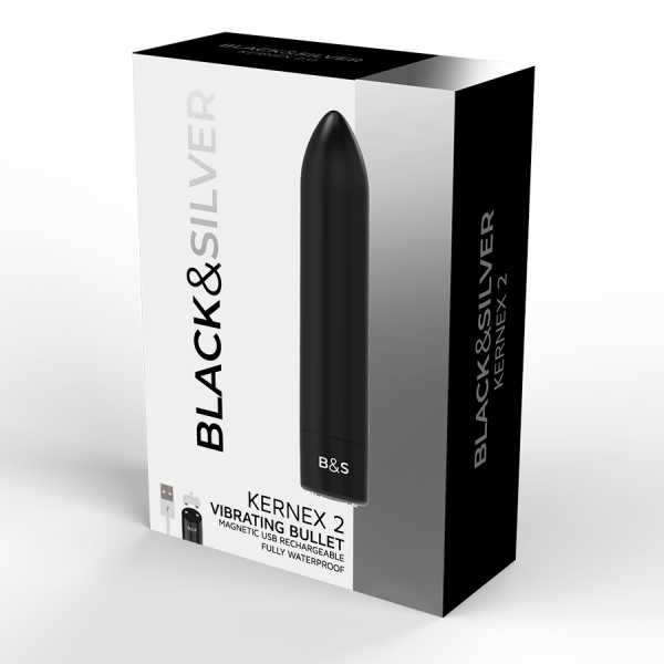 BLACK&SILVER - KERNEX 2 BLACK VIBRATING MAGNETIC BULLET