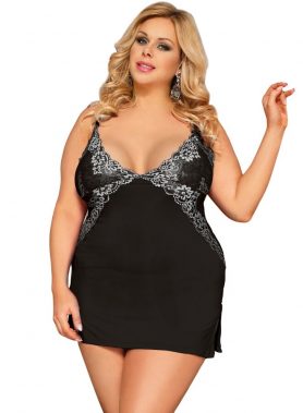 QUEEN LINGERIE FLORAL LACE CHEMISE PLUS SIZE