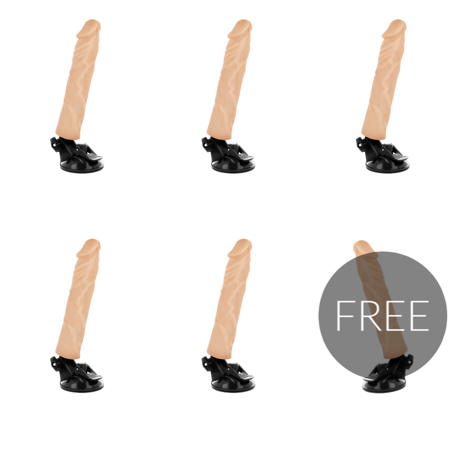 BASECOCK REALISTIC VIBRATOR REMOTE CONTROL FLESH 21 CM 5+1 FREE