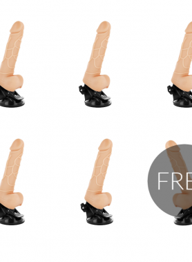 BASECOCK REALISTIC VIBRATOR REMOTE CONTROL FLESH 18.5CM 5+1 FREE