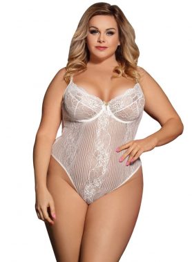 QUEEN LINGERIE WHITE TEDDY PLUS SIZE