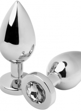 METAL HARD - ANAL PLUG DIAMOND TRANSPARENT MEDIUM 7.62CM
