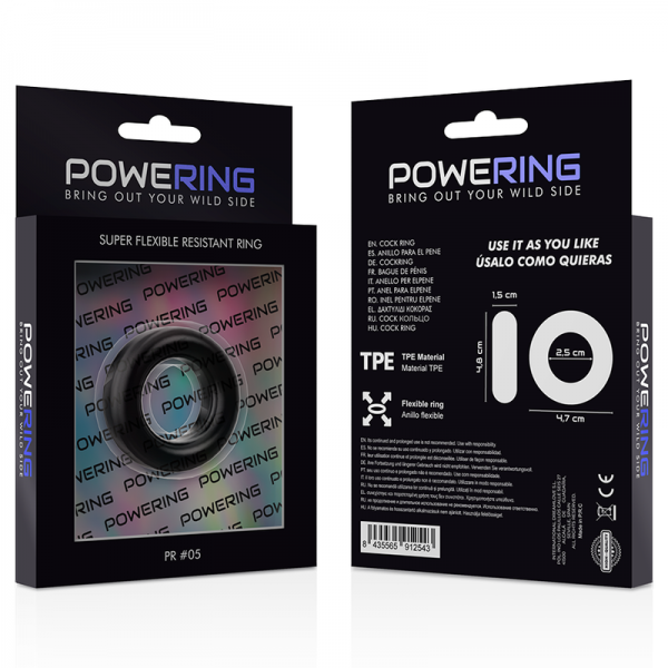 POWERING - SUPER FLEXIBLE AND RESISTANT PENIS RING 4.8CM PR05 BLACK - Image 2