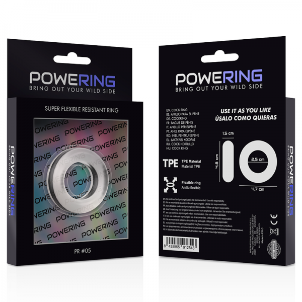 POWERING - SUPER FLEXIBLE AND RESISTANT PENIS RING 4.8CM PR05 CLEAR - Image 2