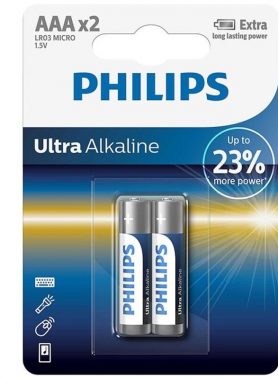 PHILIPS ULTRA ALKALINE BATTERY AAA LR03 BLISTER * 2