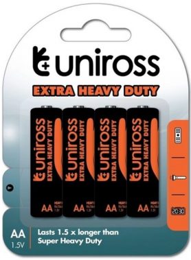 UNIROSS BATTERY SALINA AA R6 PACK 4
