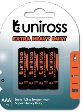 UNIROSS BATTERY SALINA AAA R03 PACK 4