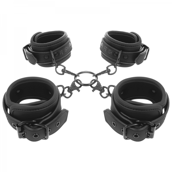 FETISH SUBMISSIVE - SET OF HAND AND ANKLE HANDCUFFS WITH NOPRENE LINING