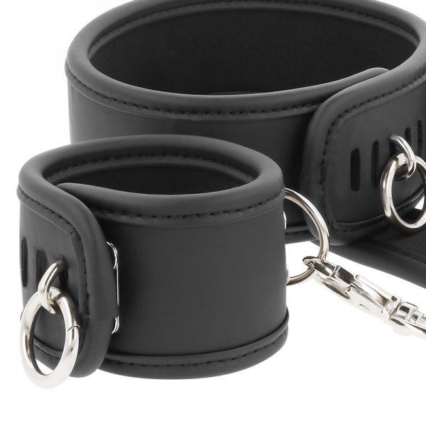 FETISH SUBMISSIVE - VEGAN LEATHER NECKLACE AND HANDCUFFS WITH NOPRENE LINING - Image 4