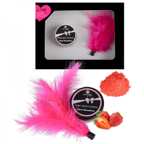 SECRETPLAY EDIBLE POWDER STRAWBERRY FLAVOR WITH FEATHER