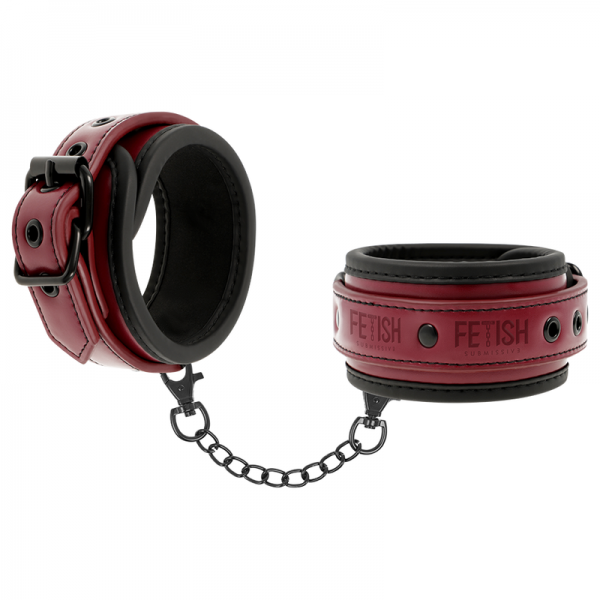 FETISH SUBMISSIVE DARK ROOM - VEGAN LEATHER HANDCUFFS WITH NEOPRENE LINING