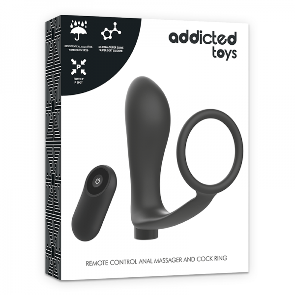 ADDICTED TOYS - PENIS RING WITH REMOTE CONTROL ANAL PLUG BLACK RECHARGEABLE - Image 5