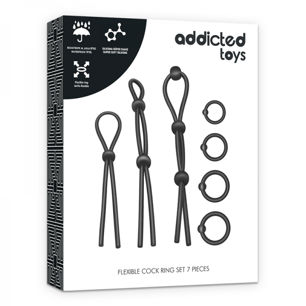 ADDICTED TOYS - FLEXIBLE SILICONE COCK RING SET 7 PIECES - Image 2