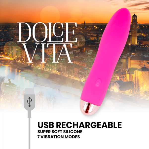 DOLCE VITA - RECHARGEABLE VIBRATOR FOUR PINK 7 SPEEDS - Image 3