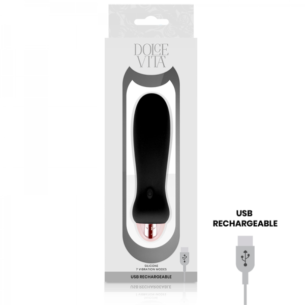 DOLCE VITA - RECHARGEABLE VIBRATOR FIVE BLACK 7 SPEEDS - Image 2